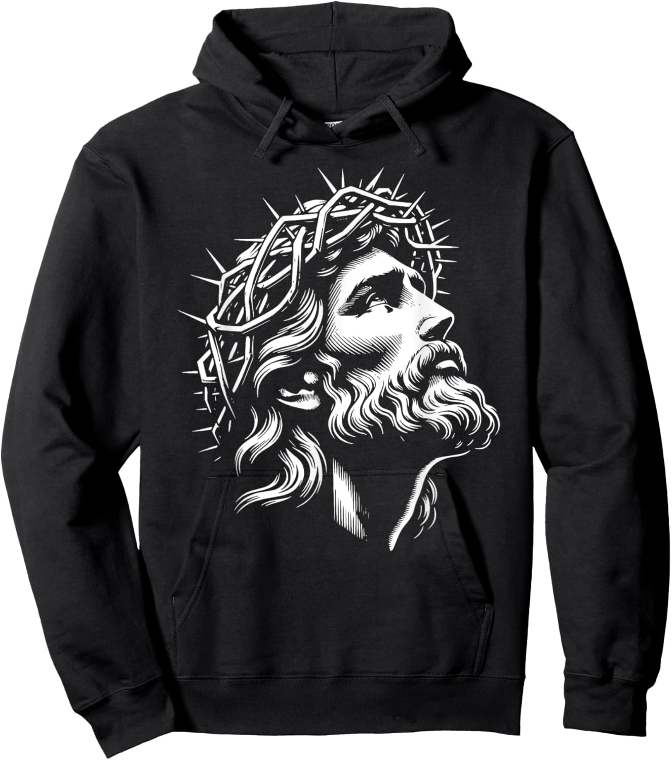 Jesus Christ Face With Crown Of Thorns God Bible Hoodie - Hoodie | Black