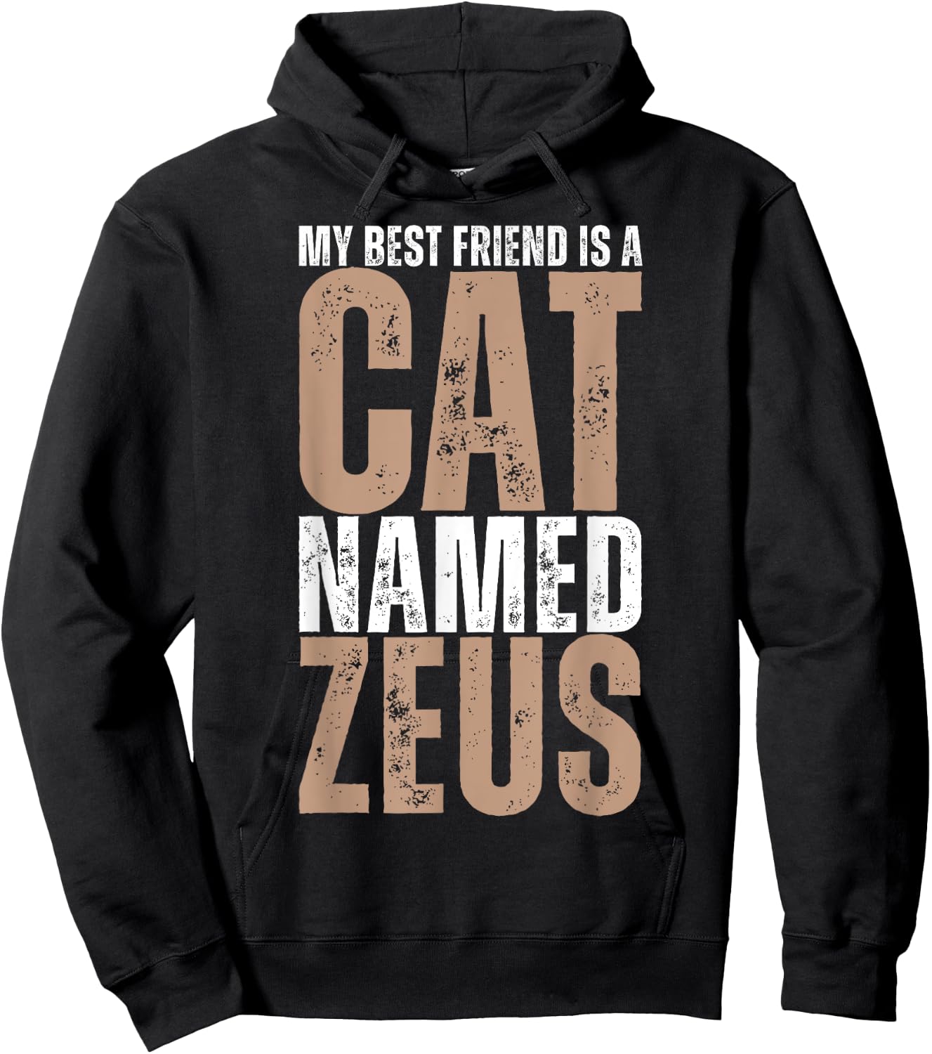 My Best Friend is a Cat Named Zeus Funny Cat Lover Women Kids Hoodie - Hoodie | Black