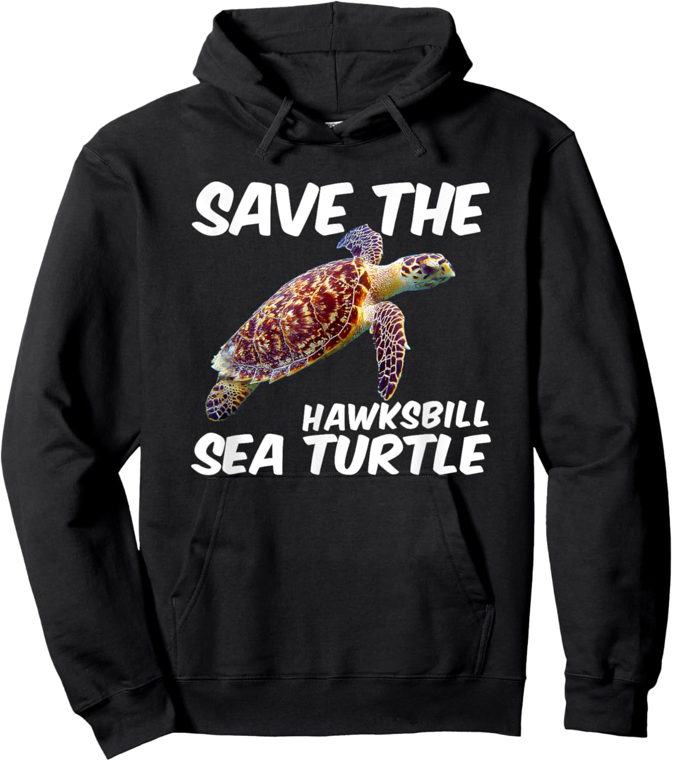 Save The Hawksbill Sea Turtle Hoodie - Hoodie | Black