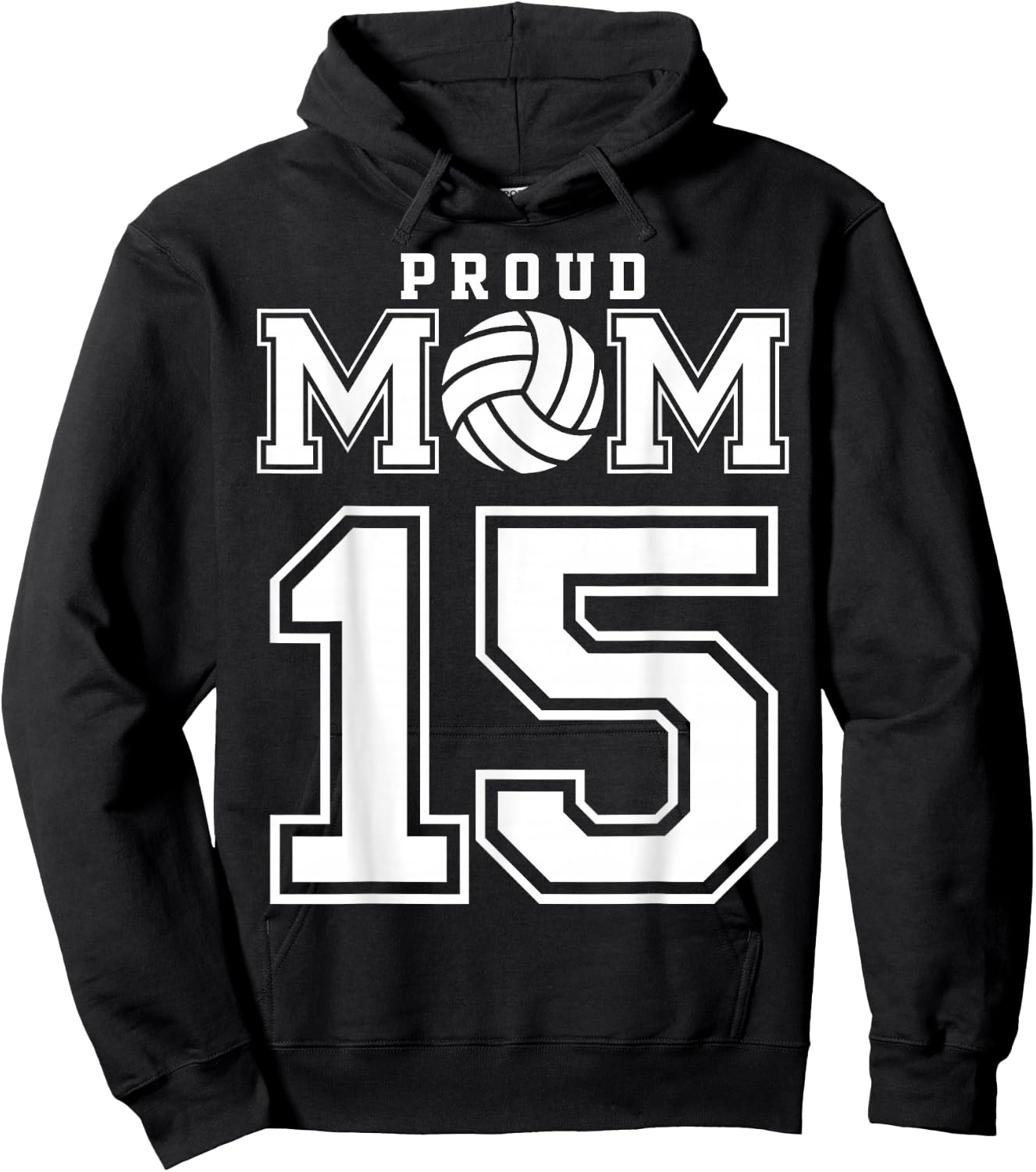 Custom Proud Volleyball Mom Number 15 Personalized Women Hoodie - Hoodie | Black