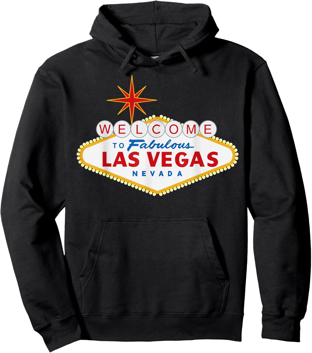 Miftees Las Vegas Welcome to Fabulous Las Vegas - Black, Small, -Adults, Short Sleeve, , Novelty Modern, Letter Print Hoodie - Hoodie | Black