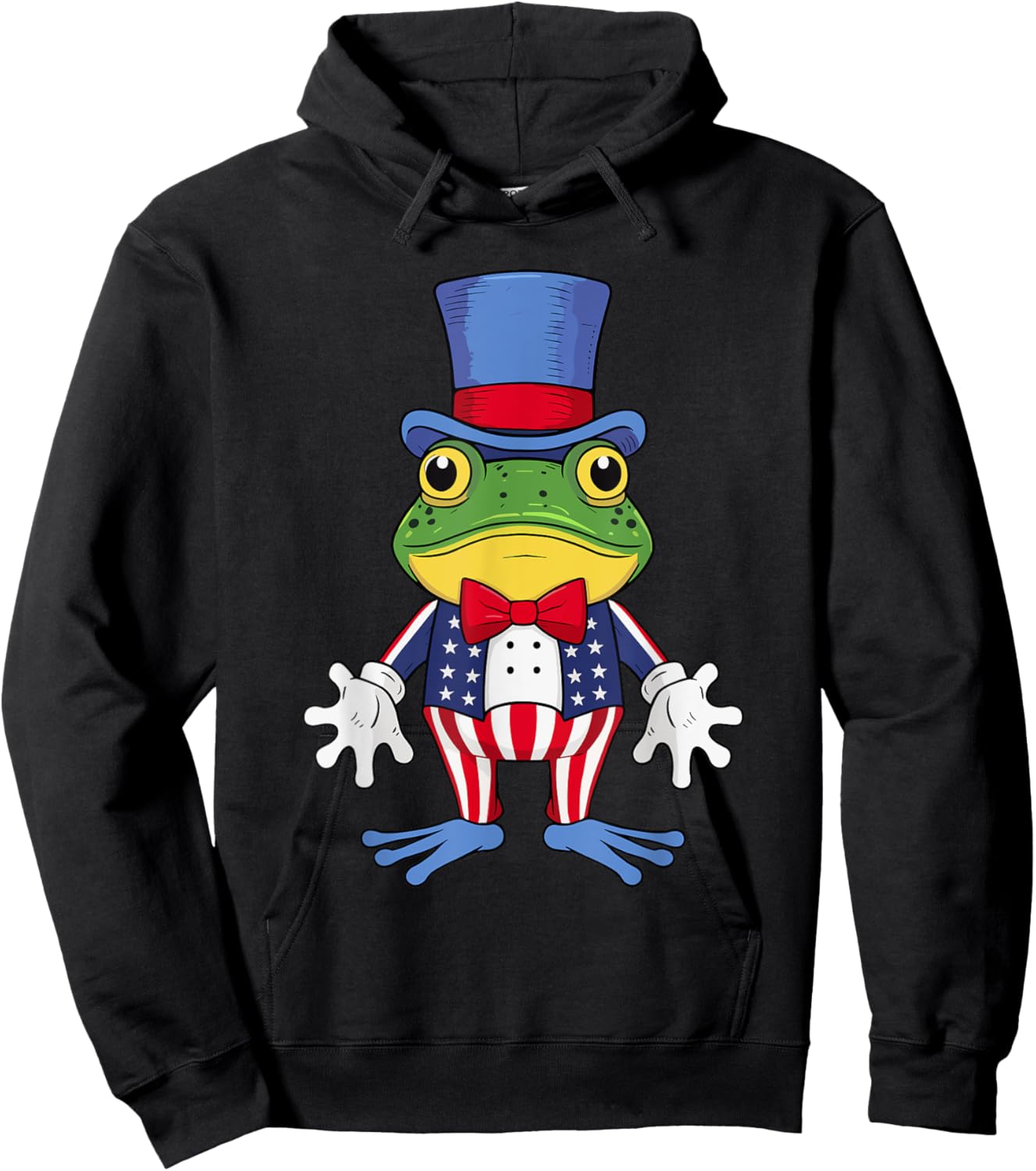 Funny Patriotic Frog with American 4th of July Hoodie - Hoodie | Black
