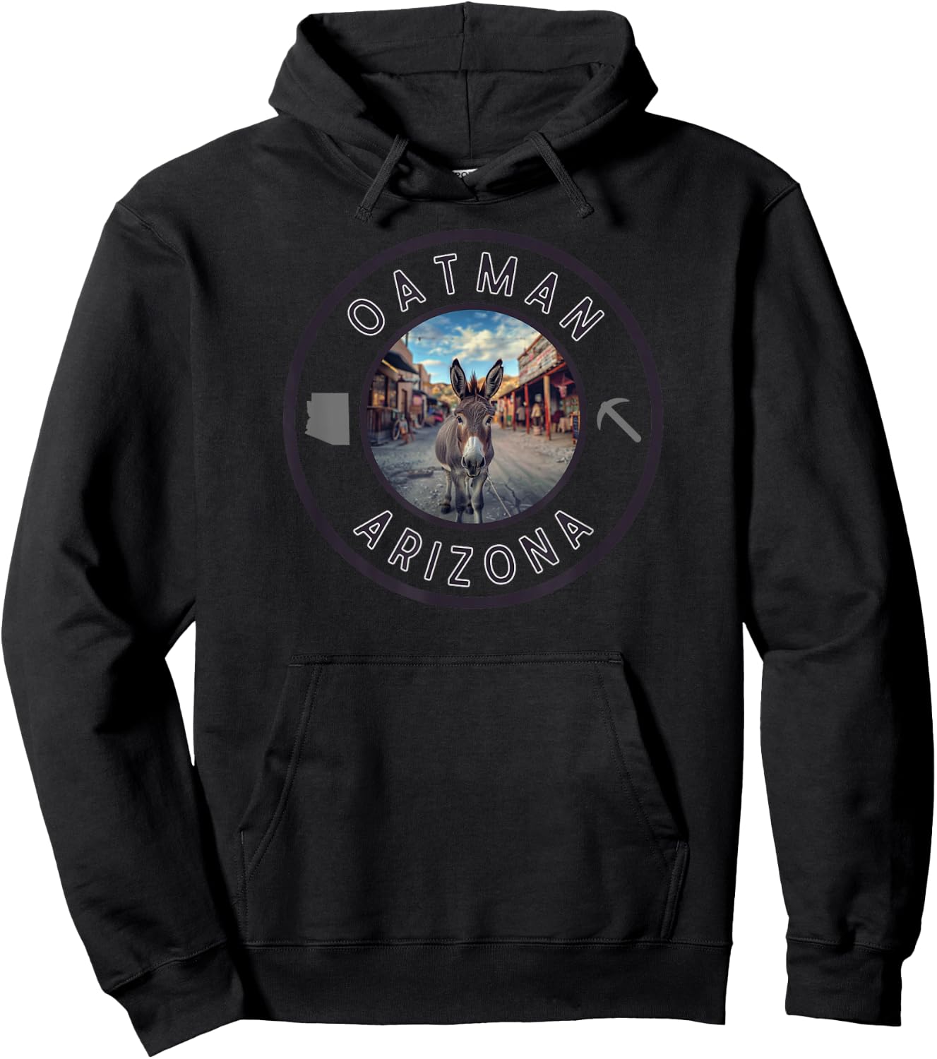 Mojave Trading Post Oatman Arizona Burro In Town , Small, Black Hoodie - Hoodie | Black