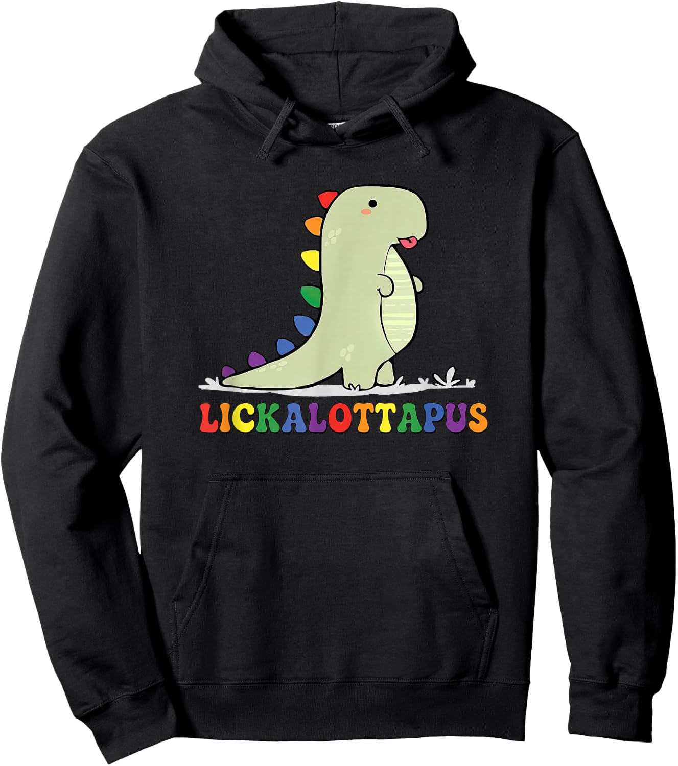 Lickalottapus Rainbow Dinosaur LGBTQ Funny Gay Pride Month Hoodie - Hoodie | Black