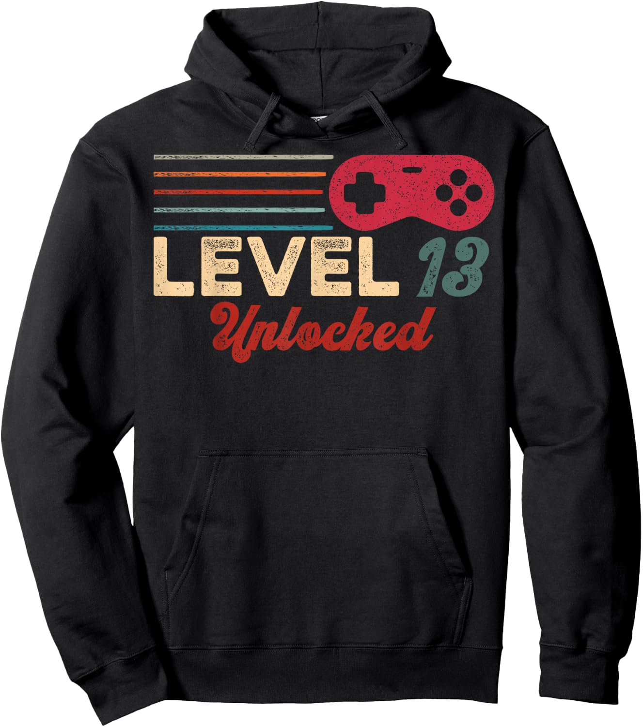 Retro Unlocked Level 13 Birthday Boy Video Game Controller Hoodie - Hoodie | Black