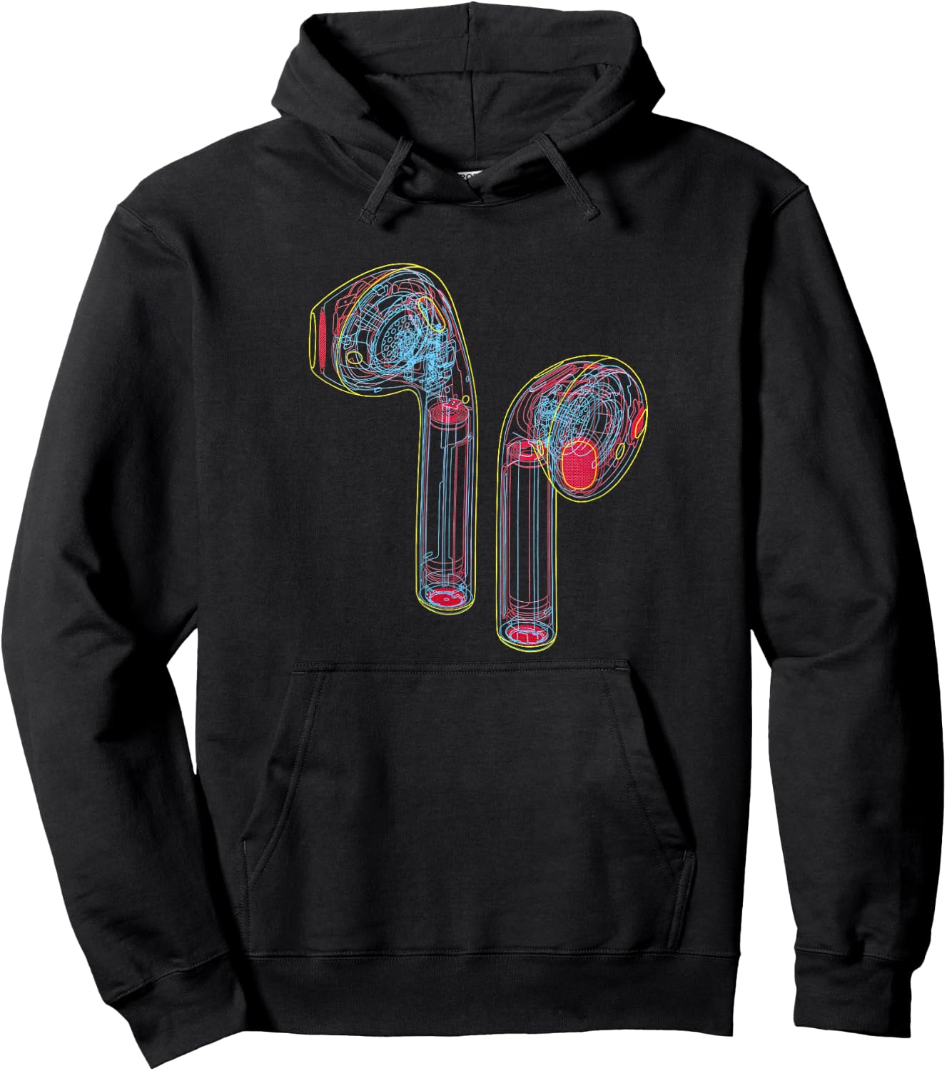 Man Woman Crew with Airpods Hoodie - Hoodie | Black