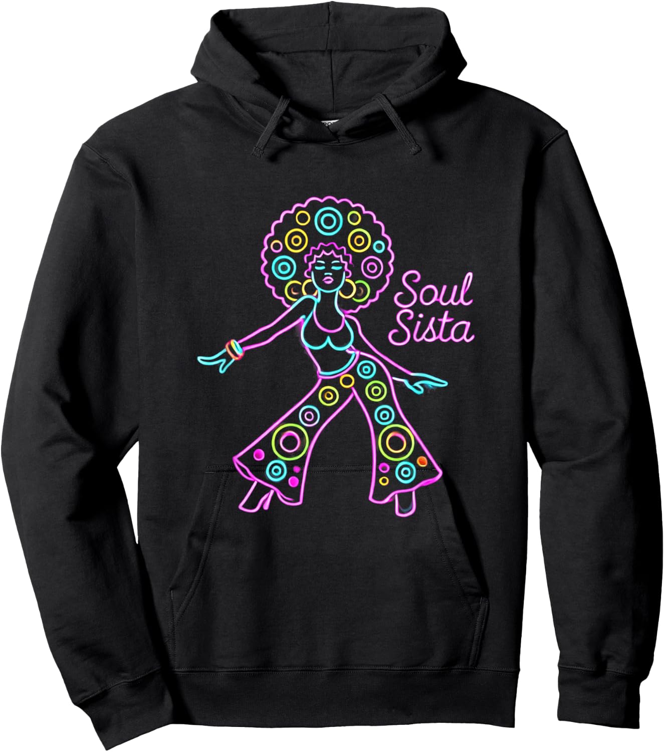 Soul Sista 70s Soul Music Retro Disco Black Funk Afro Girl Hoodie - Hoodie | Black