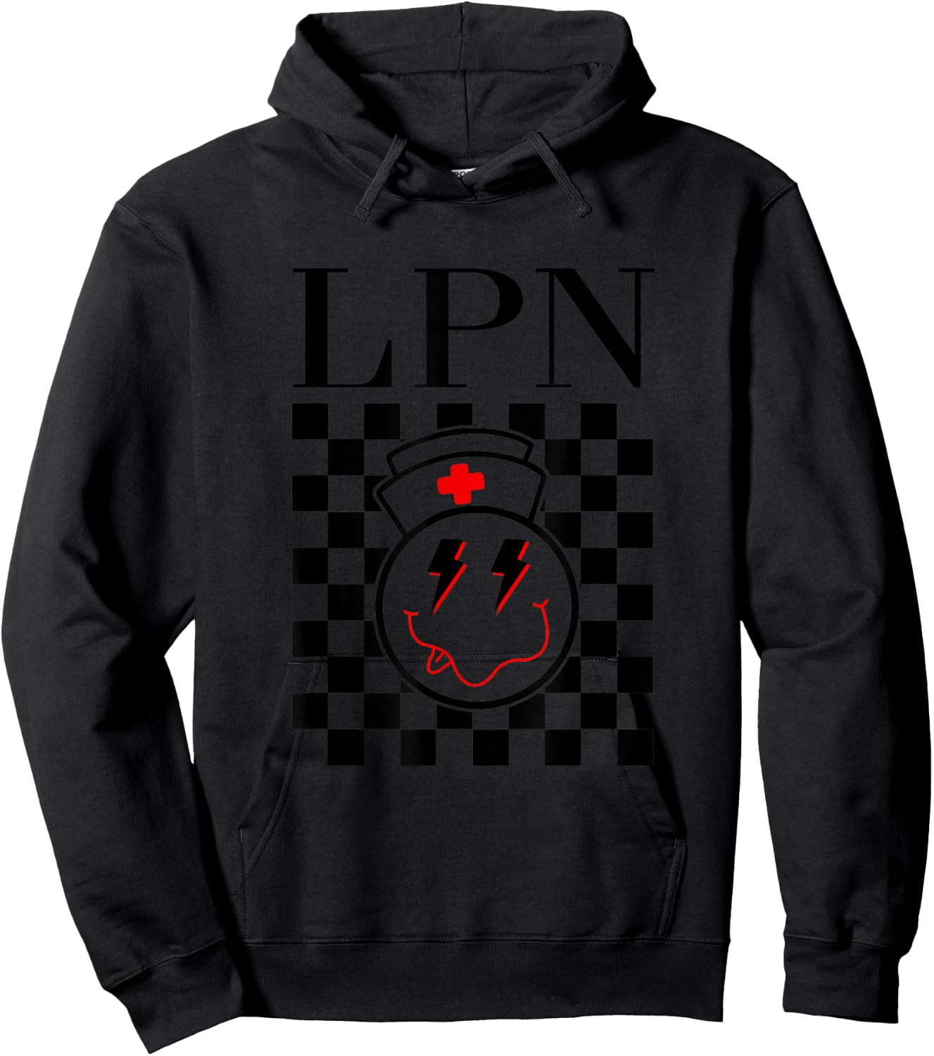 Groovy Checkered LPN Licensed Practical Nurse Squad Women Hoodie - Hoodie | Black