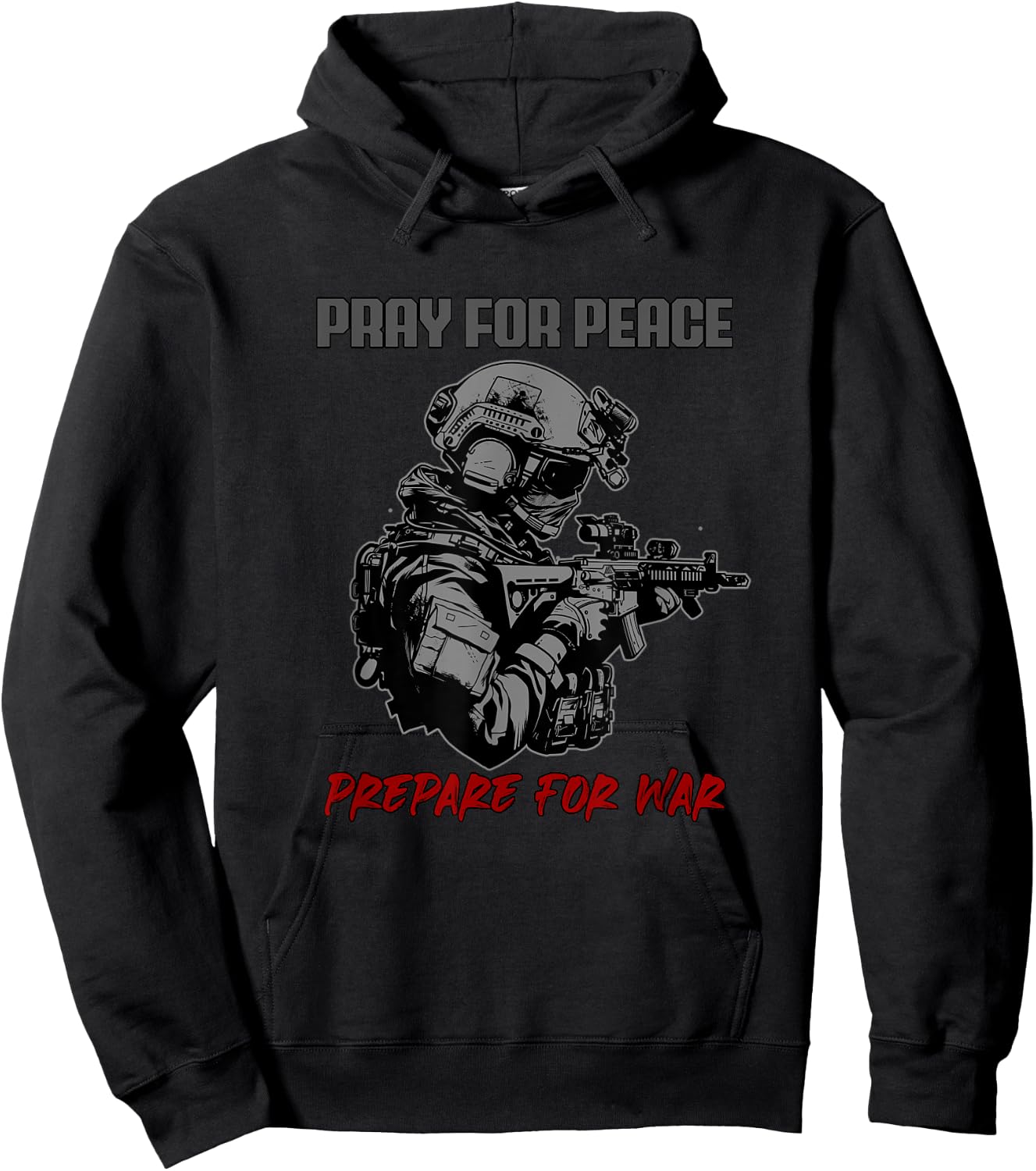 PRAY FOR PEACE PREPARE FOR WAR Military Veteran Vigilant Hoodie - Hoodie | Black
