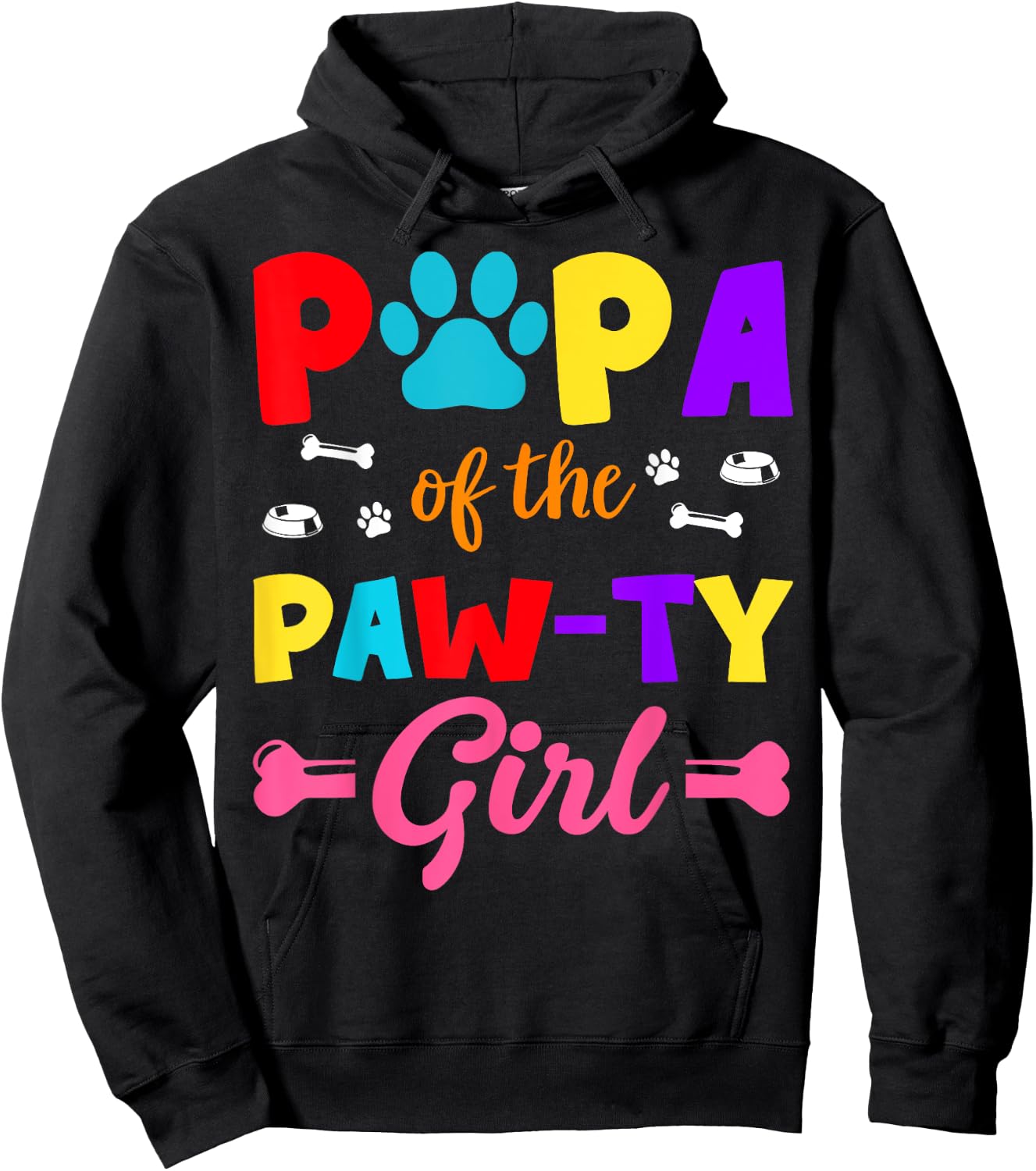 Papa Of The Paw-ty Girl Dog Family Matching Party Hoodie - Hoodie | Black