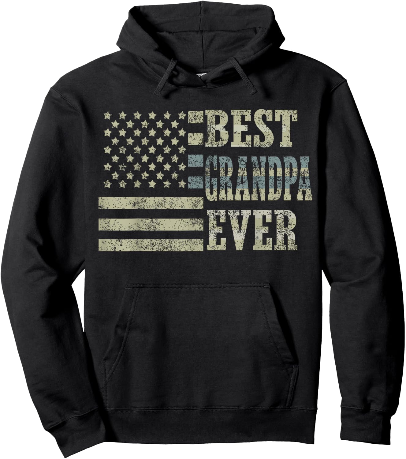 Best Grandpa Ever American Flag USA Flag Men Hoodie - Hoodie | Black