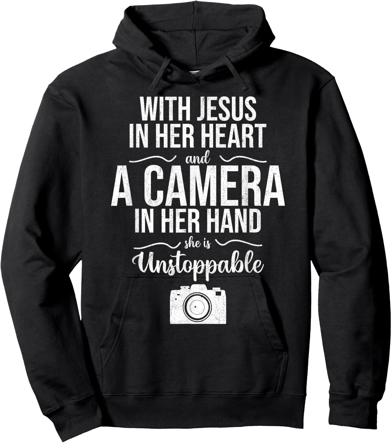 With Jesus In Her Heart & Camera Christian Cool Photography Hoodie - Hoodie | Black