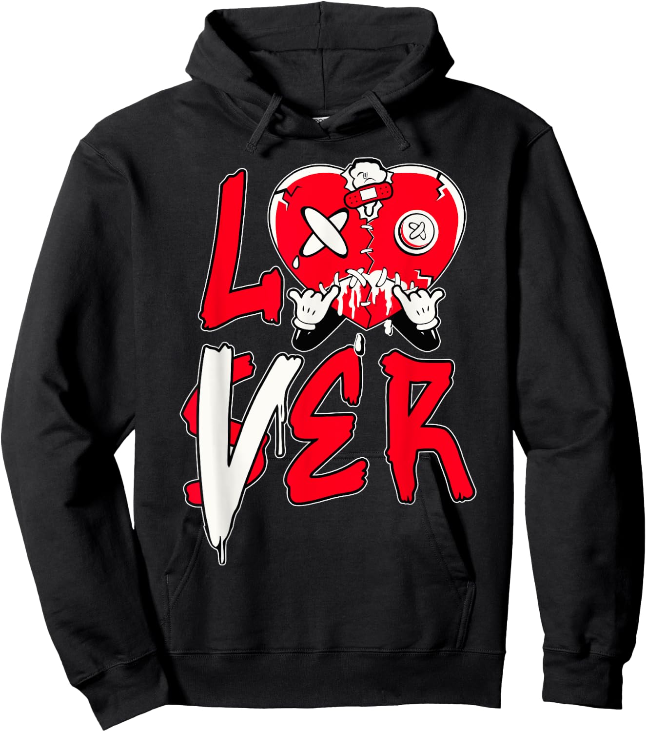 Red Loser Lover Pink Drip Heart Matching Women Hoodie - Hoodie | Black
