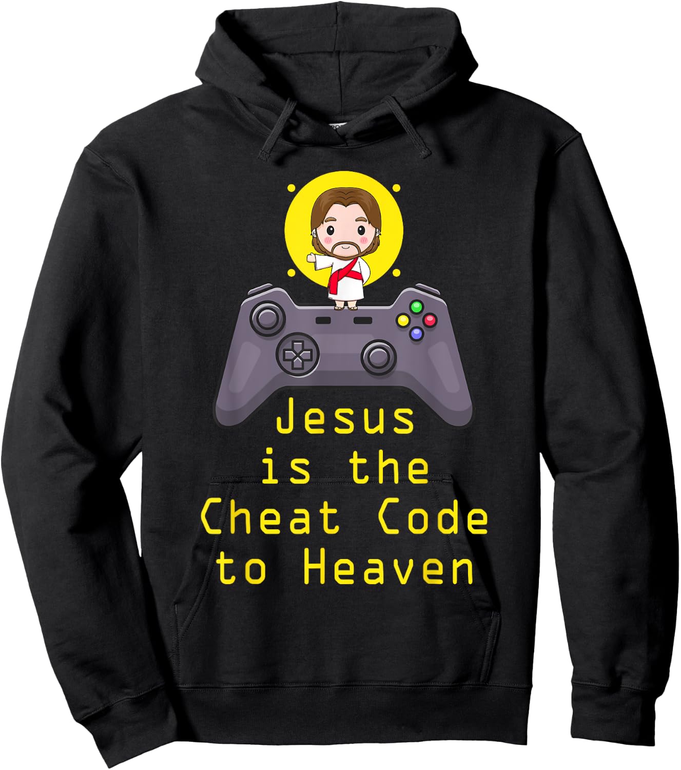 Jesus Cheat Code Funny Game Christian Gamer Catholic Gaming Hoodie - Hoodie | Black
