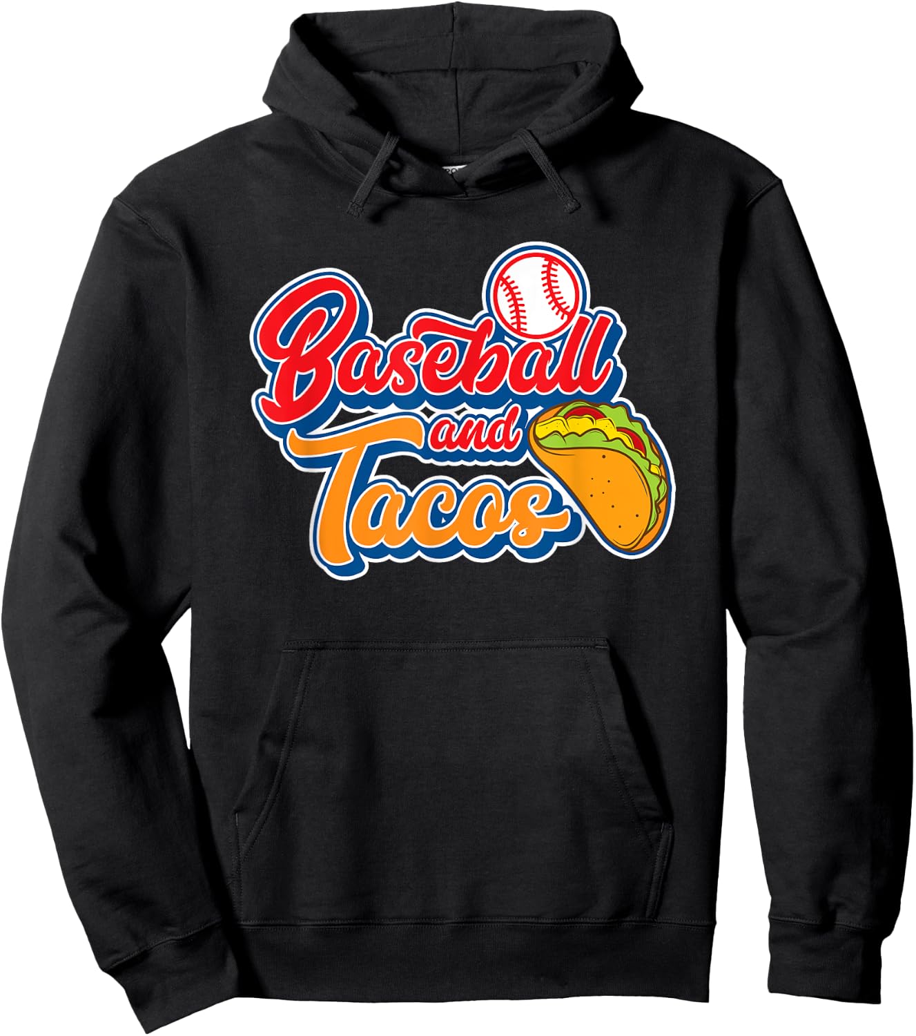 Funny Baseball and Tacos Mexican Food Men Women Boys Girls Hoodie - Hoodie | Black