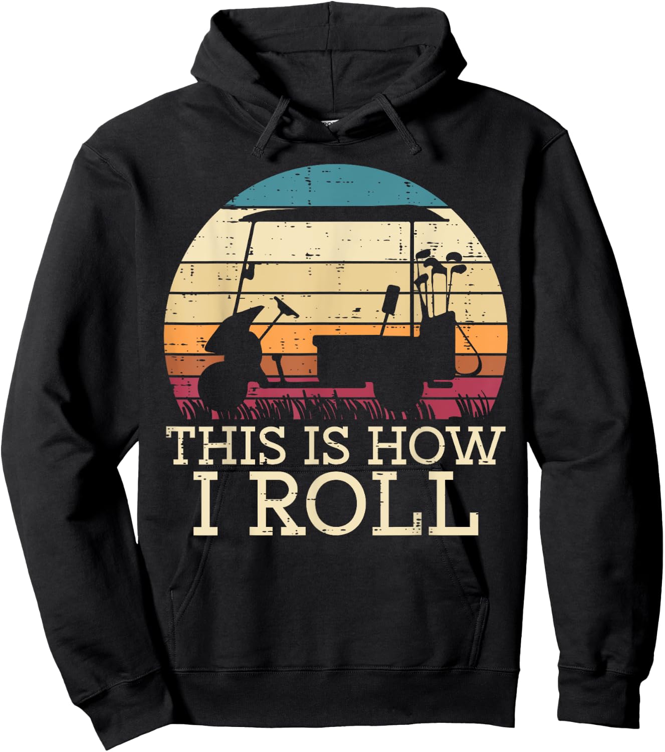 Golf Cart This Is How I Roll Retro Golfer Dad Men Boys Kids Hoodie - Hoodie | Black