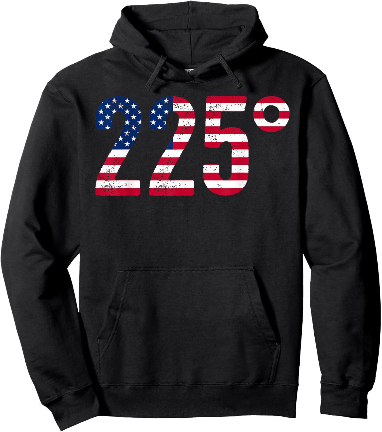 225 Degrees BBQ Smoking Meat Barbecue American Flag USA Hoodie - Hoodie | Black