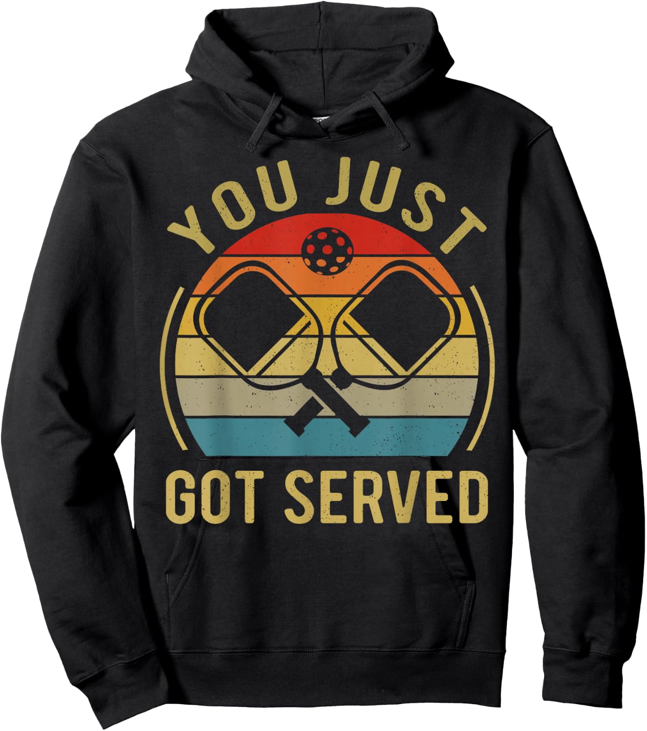 Funny Pickleball You Just Got Served Vintage Retro Hoodie - Hoodie | Black