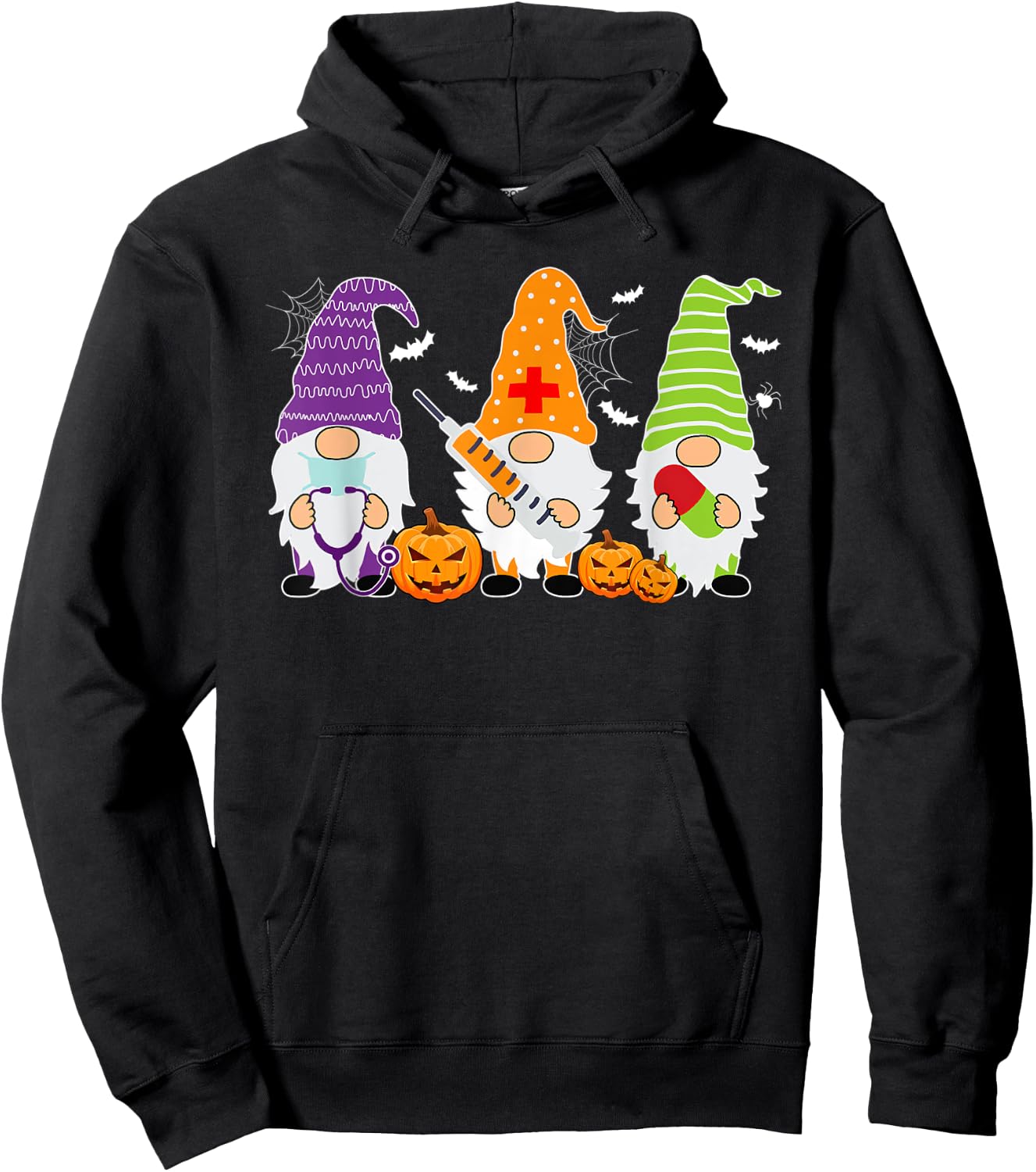 Halloween Gnome Nurse Costume Nursing Women Men Hoodie - Hoodie | Black
