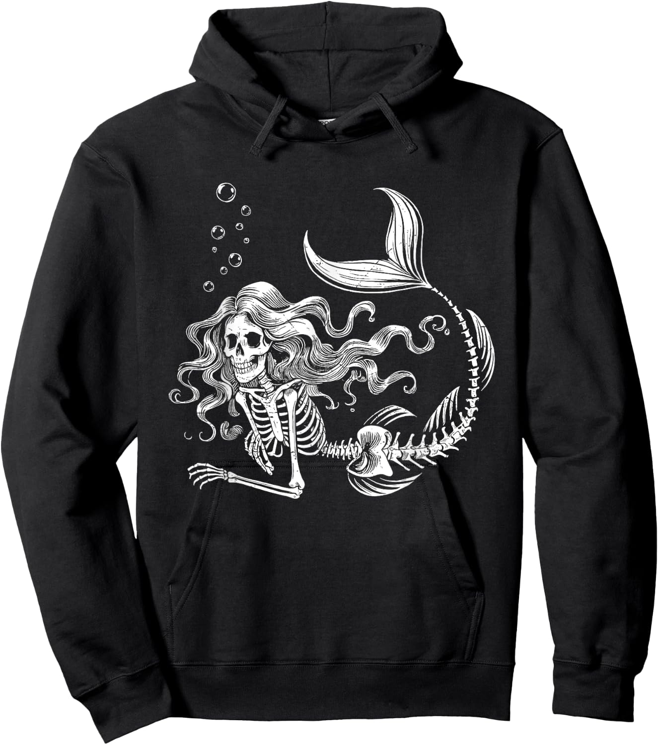 Funny Mermaid Skeleton Halloween Costume Women Girls Kids Hoodie - Hoodie | Black
