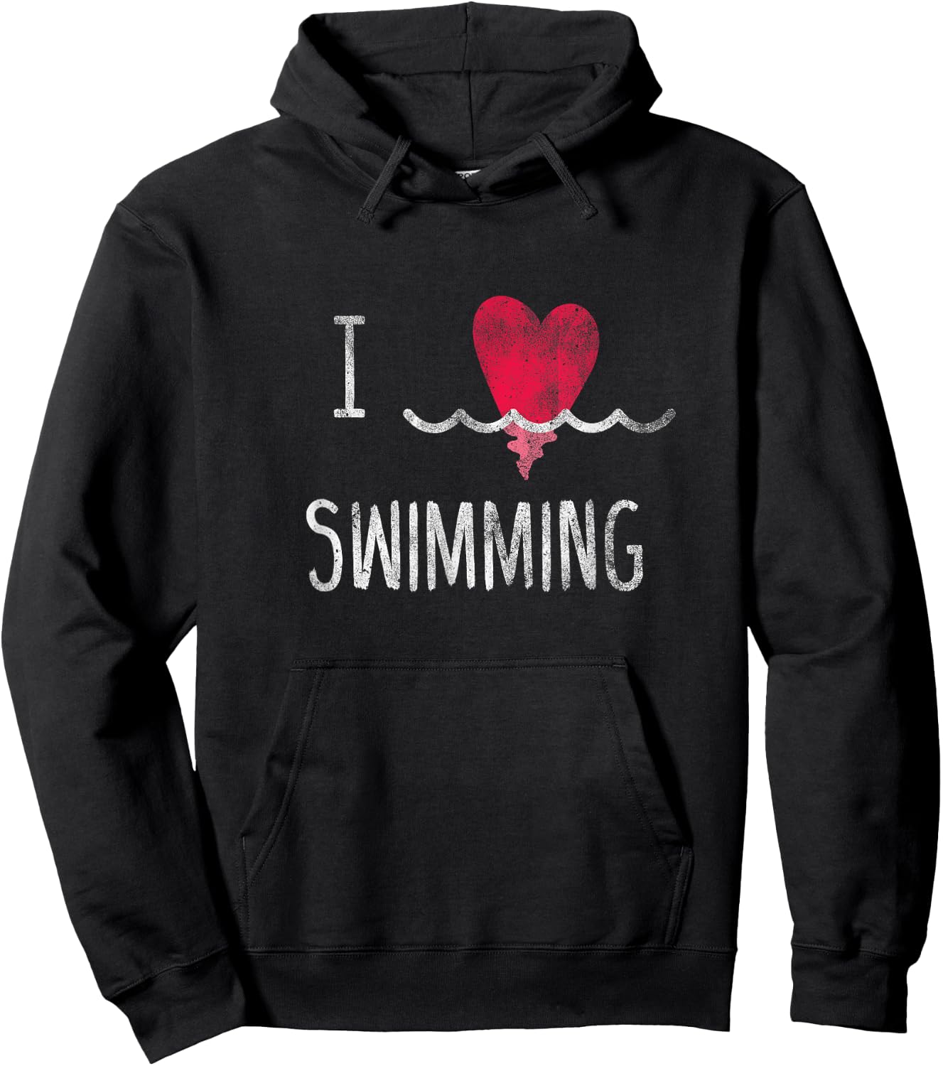 Vintage I Love Swimming Shirt - Swim Family Swimmer Hoodie - Hoodie | Black