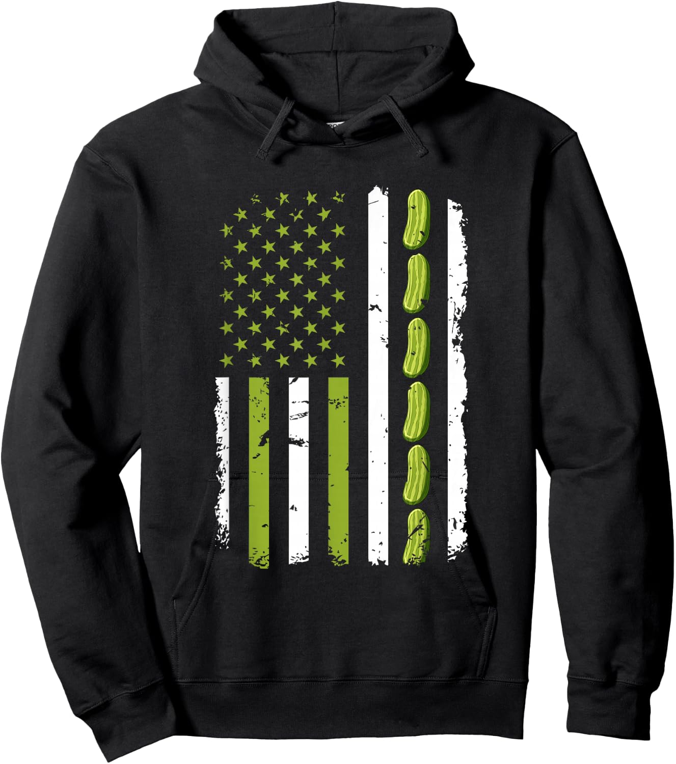 Pickle Cucumber USA American Flag Pickle Lovers 4th of July Hoodie - Hoodie | Black