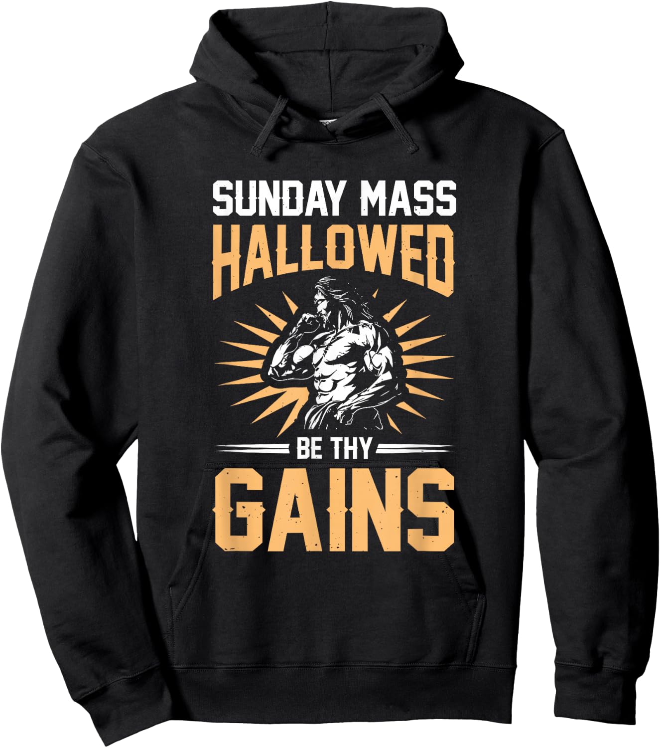 Sunday Mass Hallowed Be Thy Gains Jesus Hoodie - Hoodie | Black