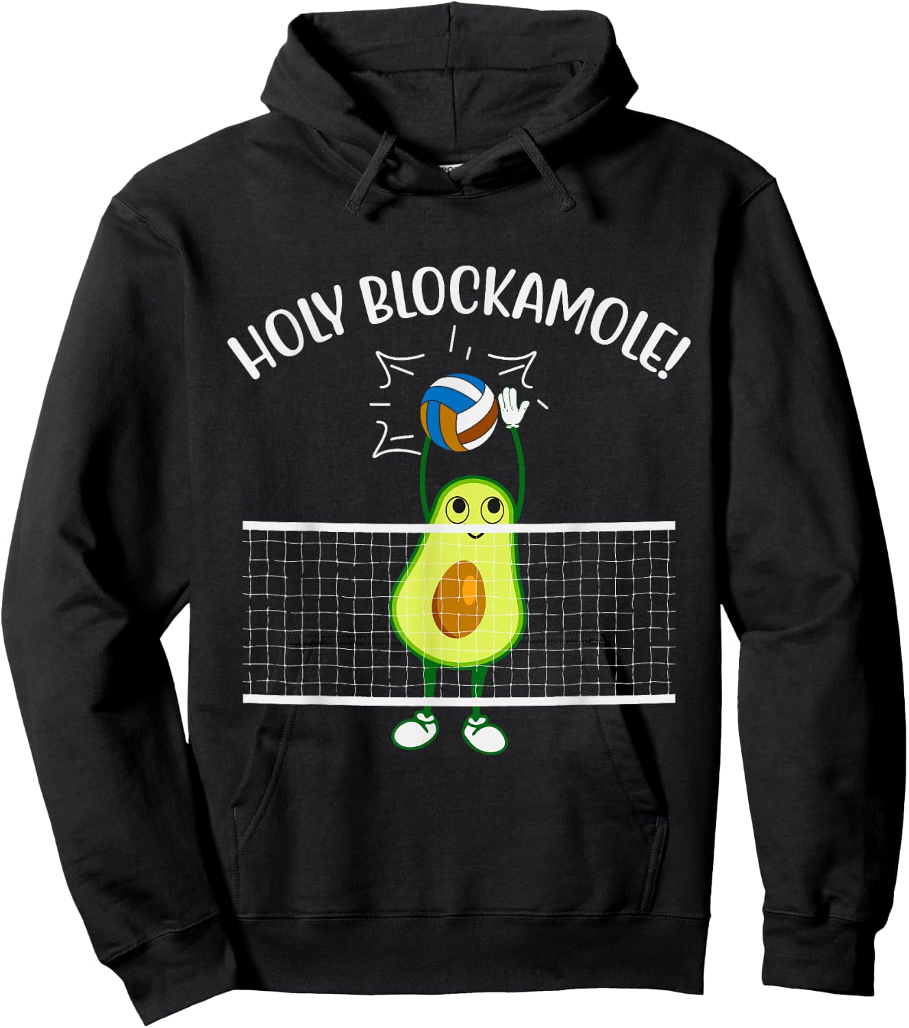 Holy Blockamole Volleyball Men Women Kids Volleyball Avocado Hoodie - Hoodie | Black