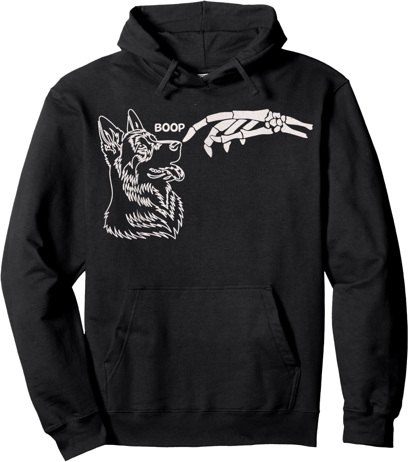 Cute Dog Skeleton Hand Boop Halloween Women Girls Kids Hoodie - Hoodie | Black