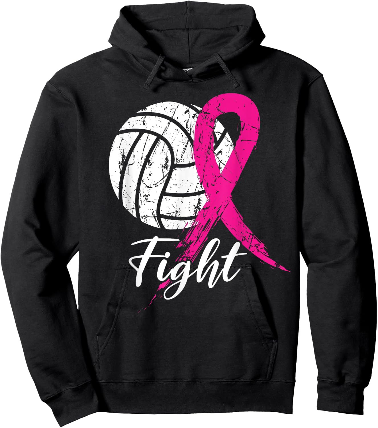 Fight Breast Cancer Volleyball Pink Ribbon Awareness Women Hoodie - Hoodie | Black