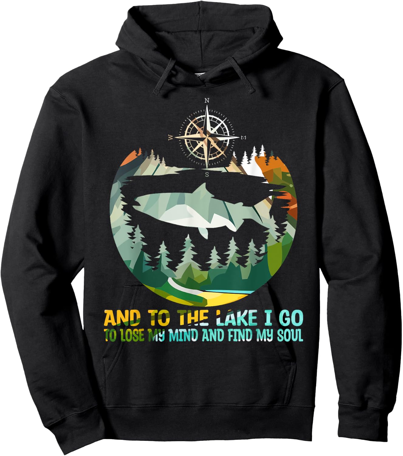 And To The Lake I Go To Lose My Mind Camping Fish Hoodie - Hoodie | Black