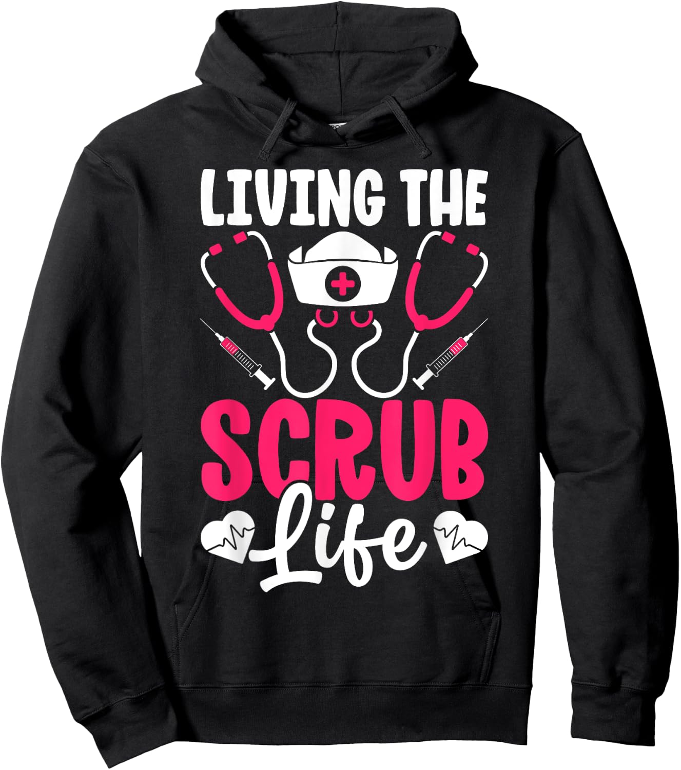 Funny Scrub Life Heart Healthcare Medical Nurse Women Hoodie - Hoodie | Black