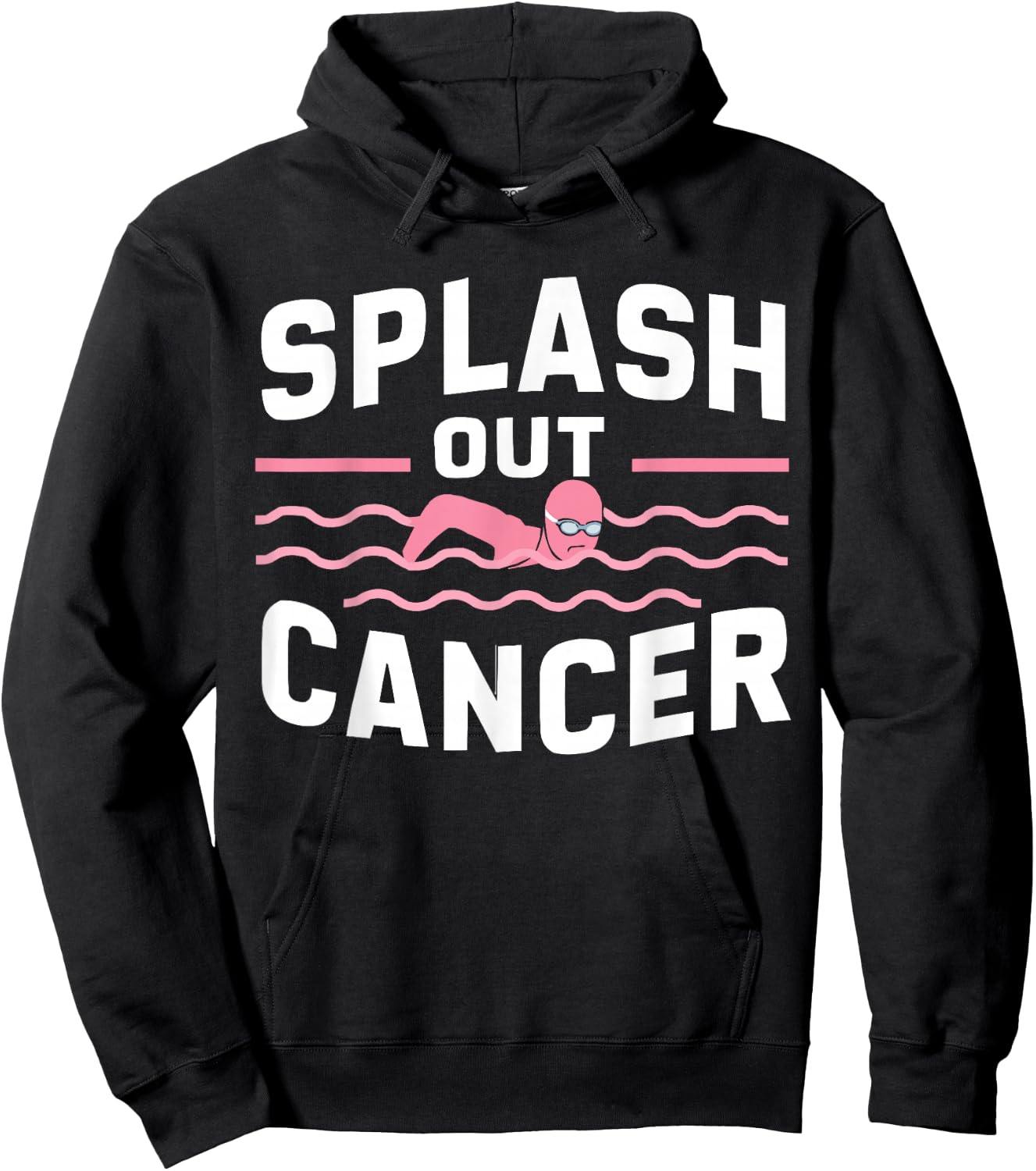 Swimming Breast Cancer Awareness Month Pink Ribbon Hoodie - Hoodie | Black