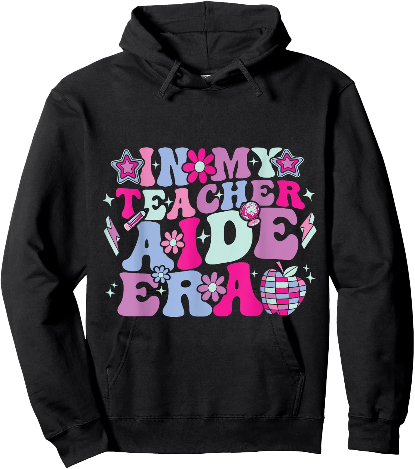 In My Teacher Aide Era Groovy Back To School Hoodie - Hoodie | Black