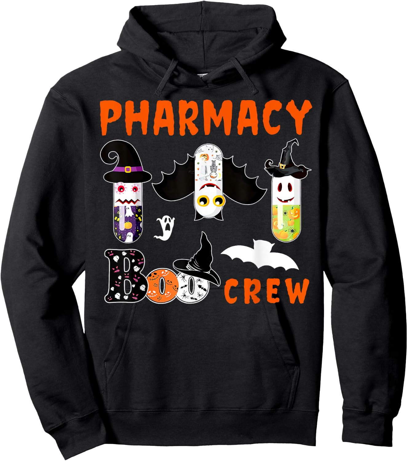 Pharmacy Boo Crew Pills Pharmacist Spooky Halloween Costume Hoodie - Hoodie | Black