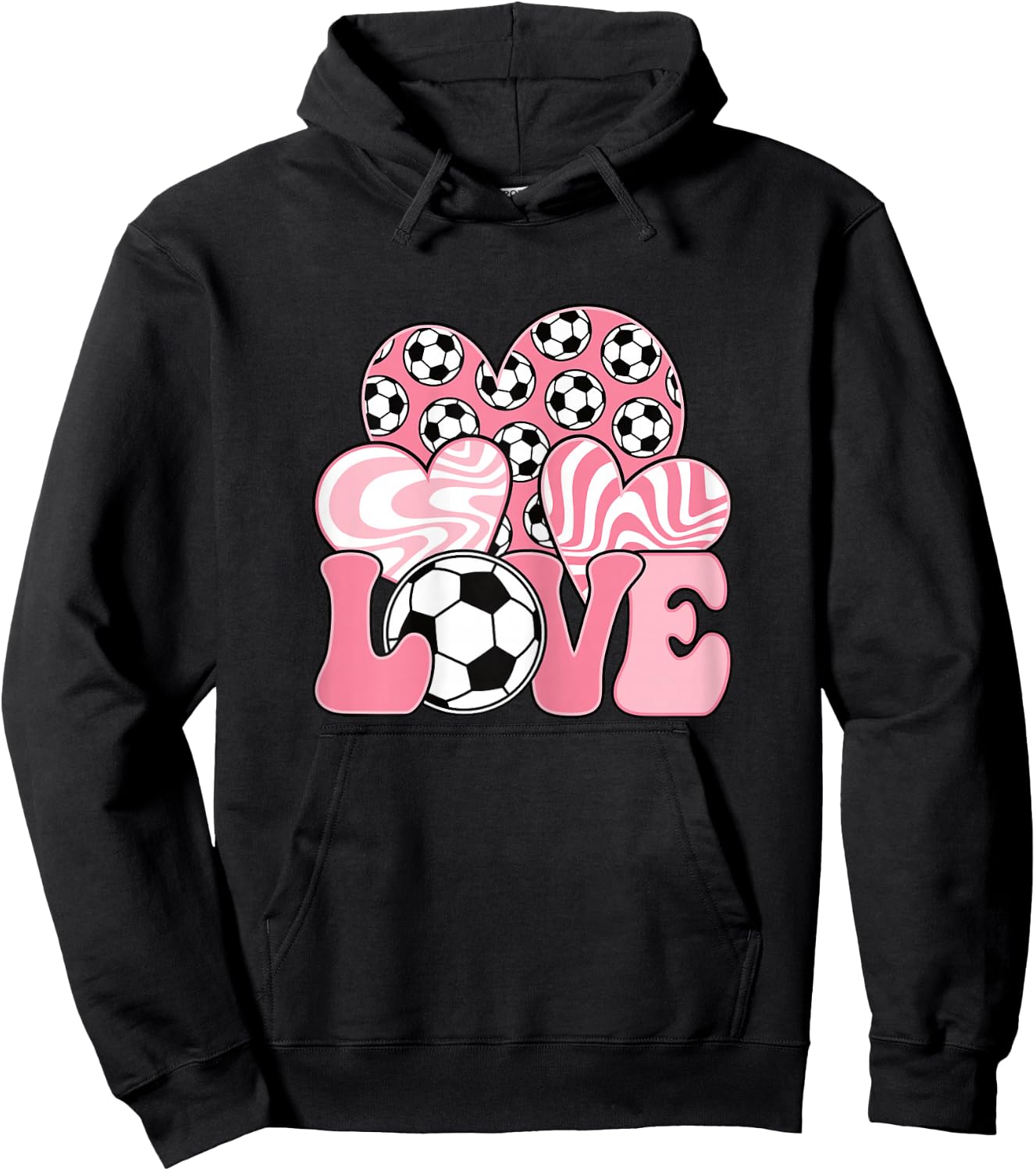 Love Soccer Cute Pink Soccer Lover Women Girls Kids Hoodie - Hoodie | Black
