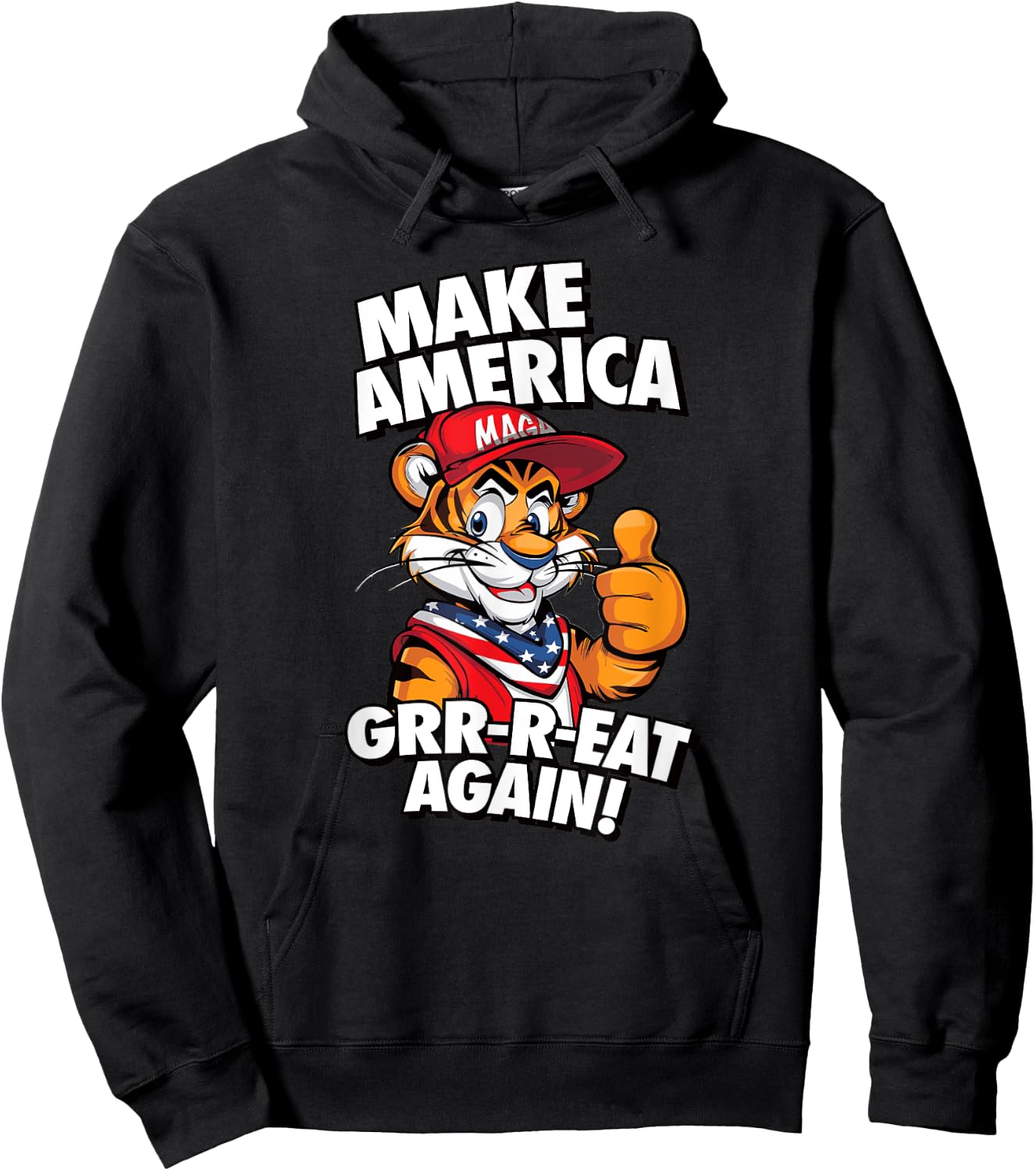 MAKE AMERICA GRR-R-EAT AGAIN Trump Tiger cereal parody 2024 Hoodie - Hoodie | Black