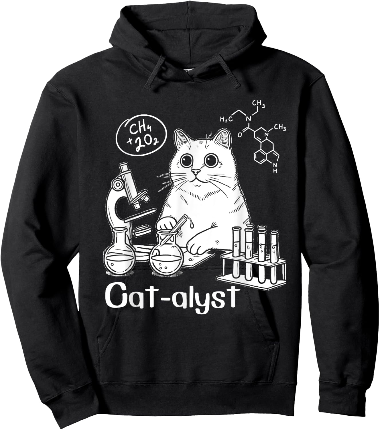 Funny Cat-alyst Science Meme Cat Scientist Nerd Cat Lover Hoodie - Hoodie | Black