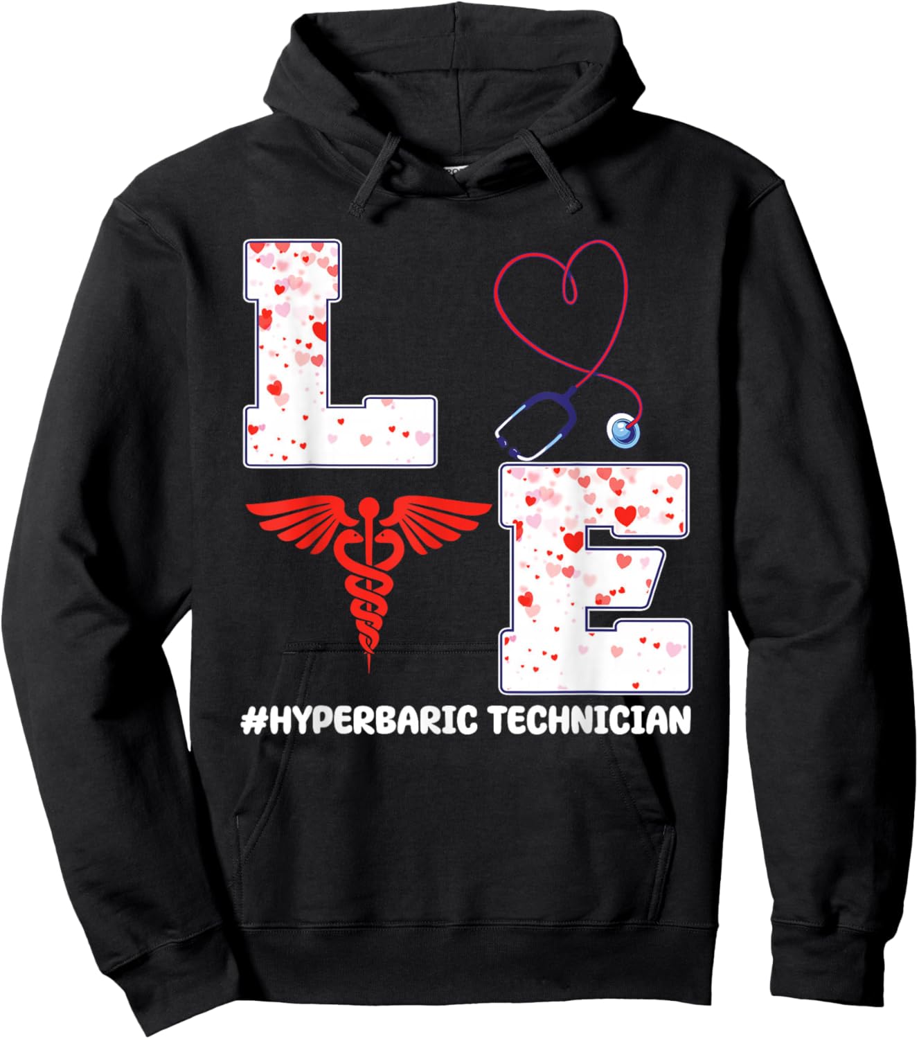 Love Hyperbaric Technician Valentine's Day Costume Hoodie - Hoodie | Black