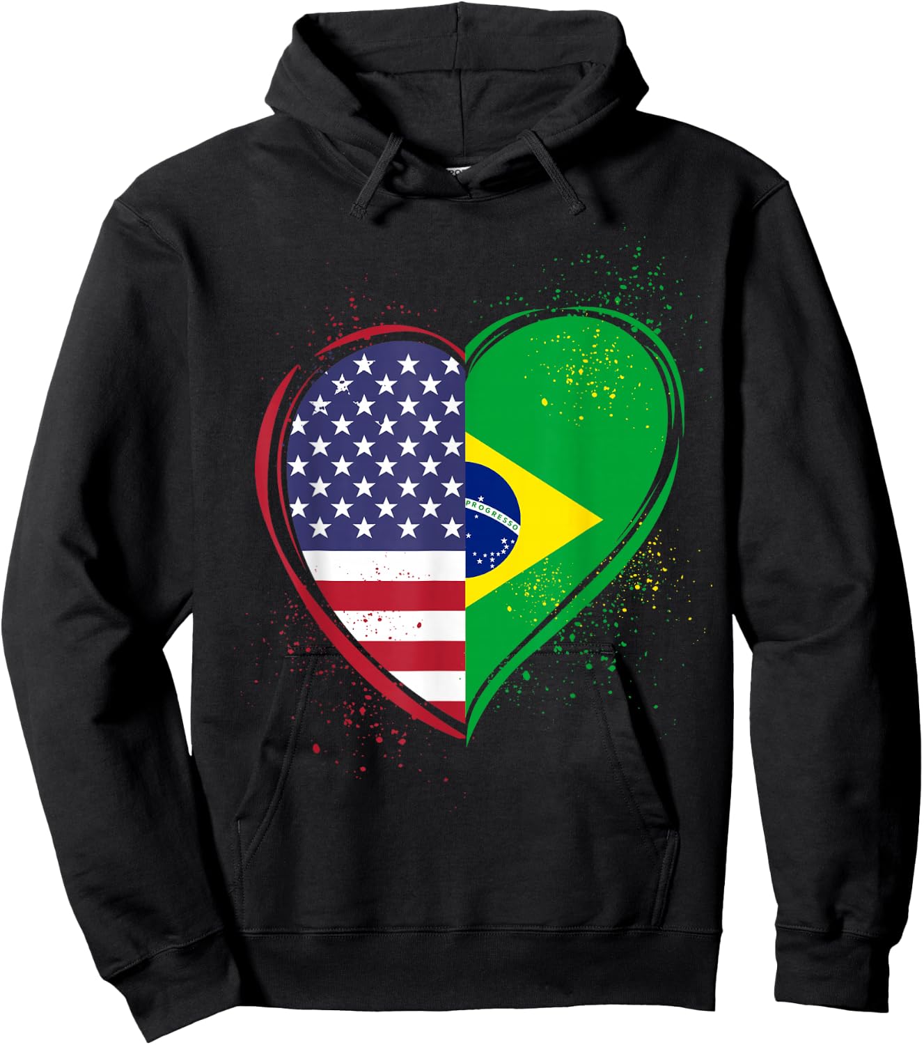 Half Brazilian Half American USA Brazil Culture Patriot Flag Hoodie - Hoodie | Black