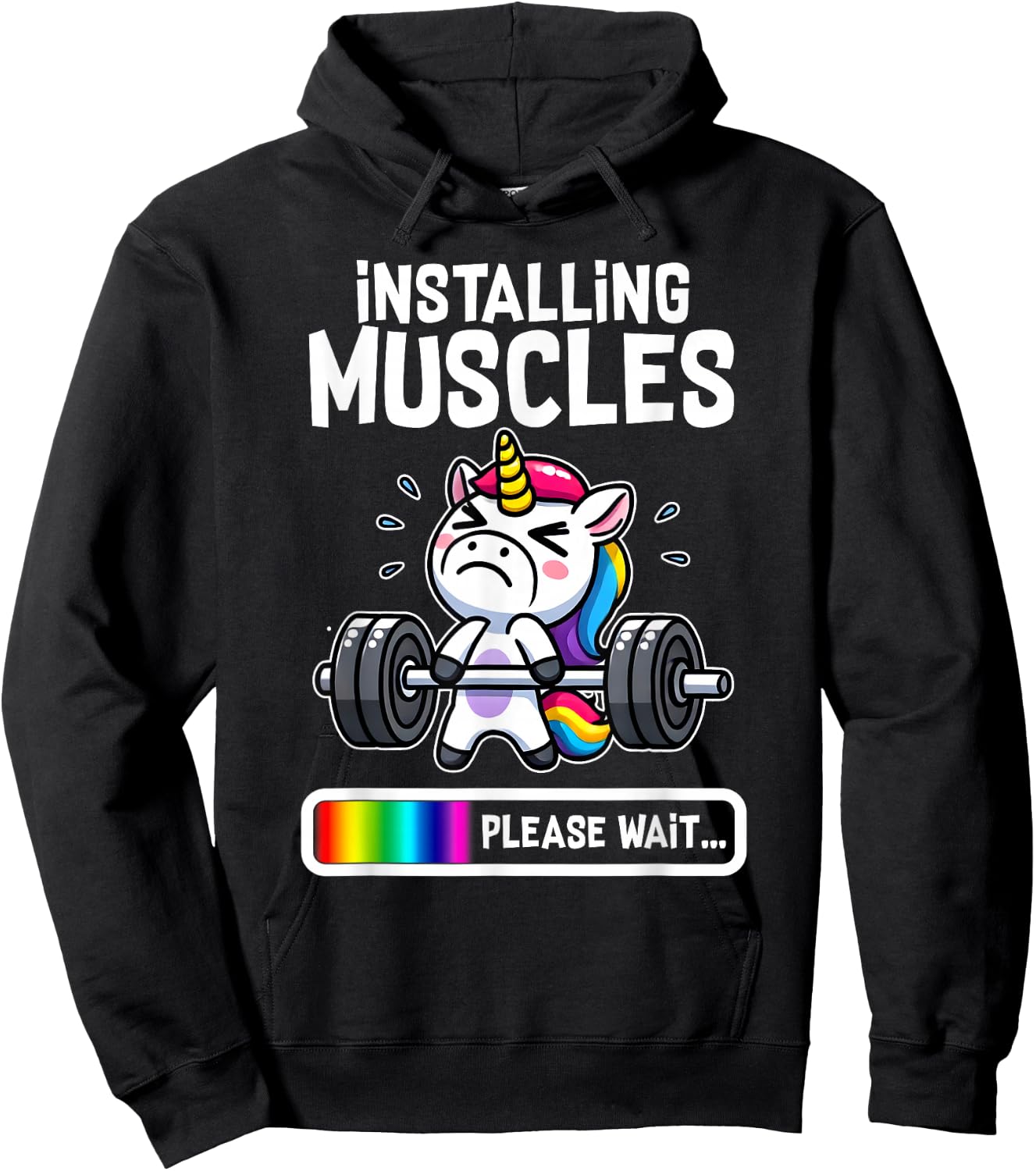 Funny Cute Unicorn Workout Gym Fitness Weightlifting Gift Hoodie - Hoodie | Black