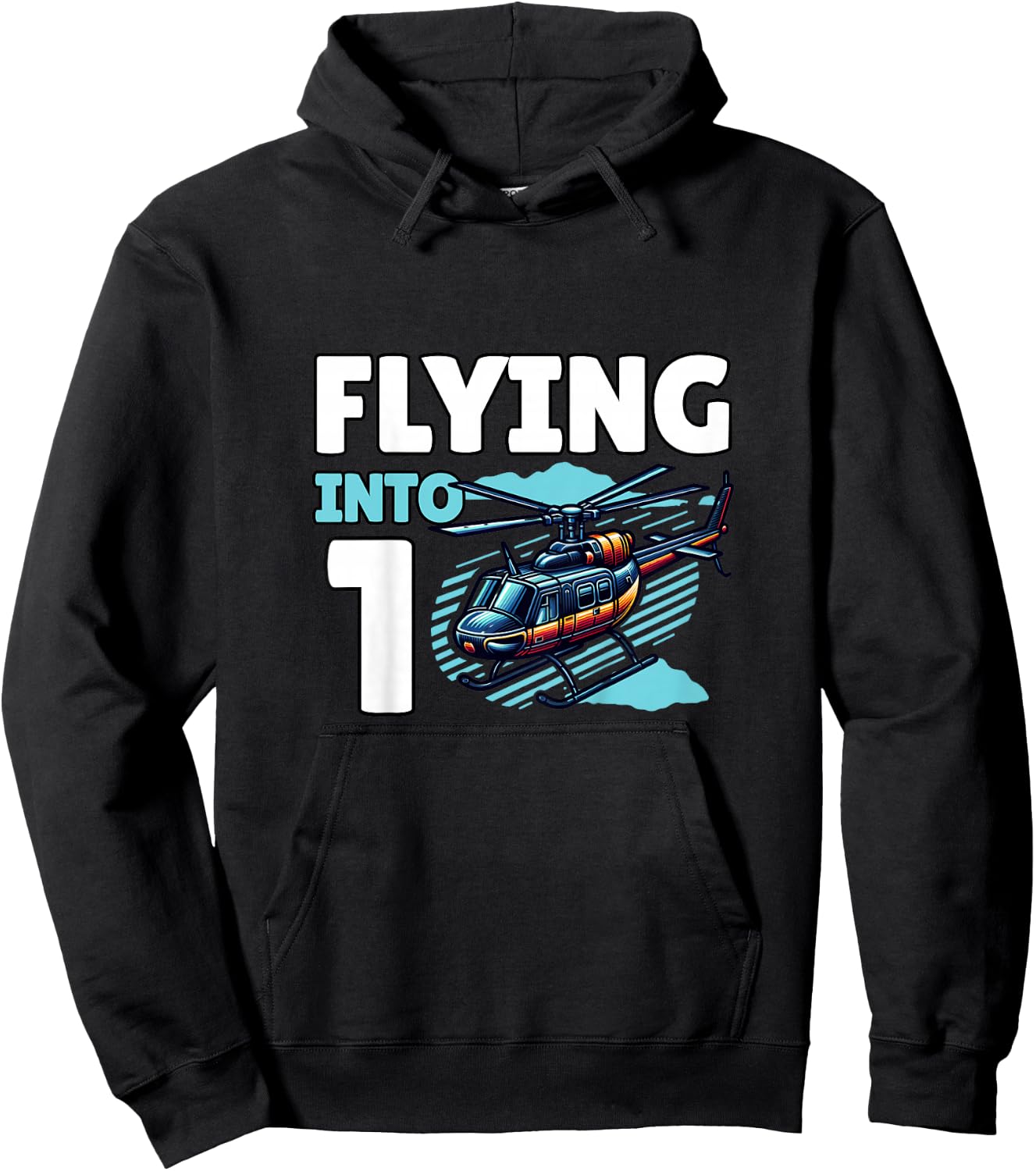 Kids Helicopter Flying Into 1 Year Old 1st Birthday Boy Hoodie - Hoodie | Black