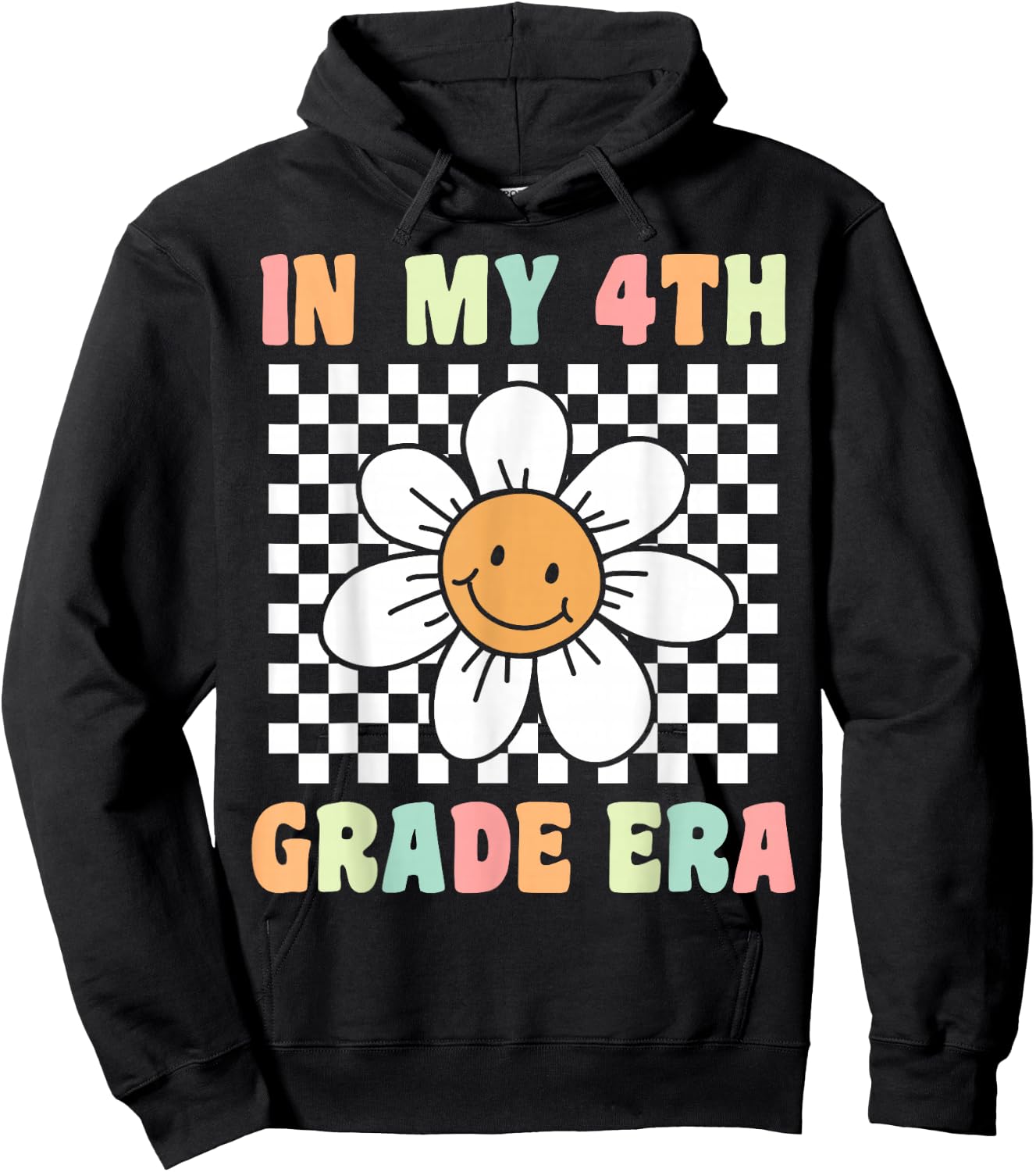In My 4th Grade Era Cute Groovy Fourth Grade Back to School Hoodie - Hoodie | Black