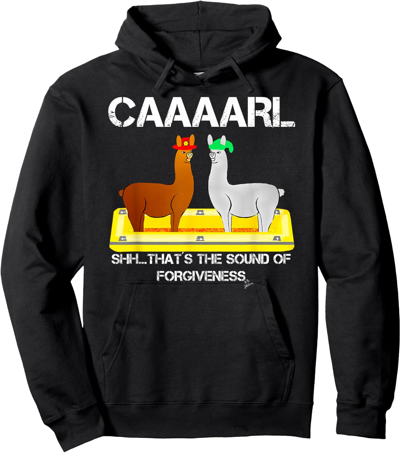 Lamas mit Hten Kollektion by Jean Olivier - -Adults Sound of Forgiveness Funny Llama - Black, Small Hoodie - Hoodie | Black