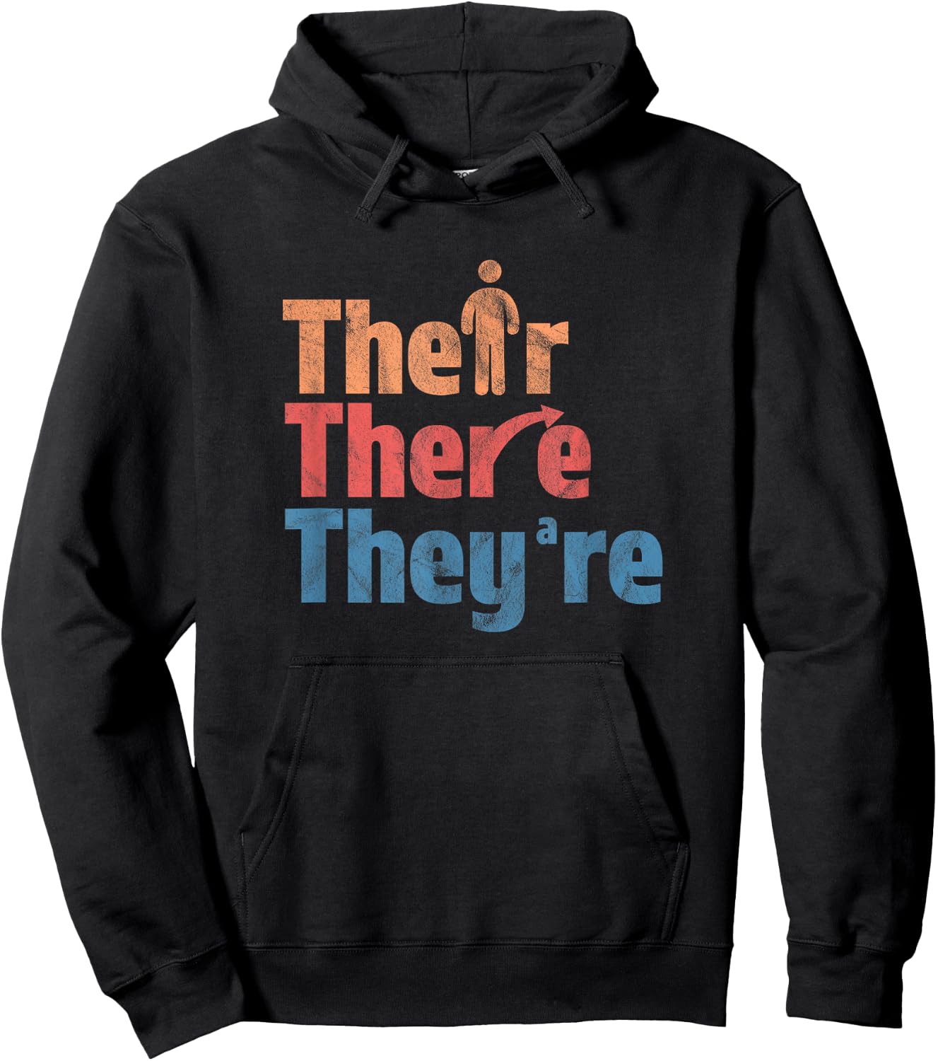 Their There They're Funny English Teacher Gramma Police Men Women Girls Kids Hoodie - Hoodie | Black