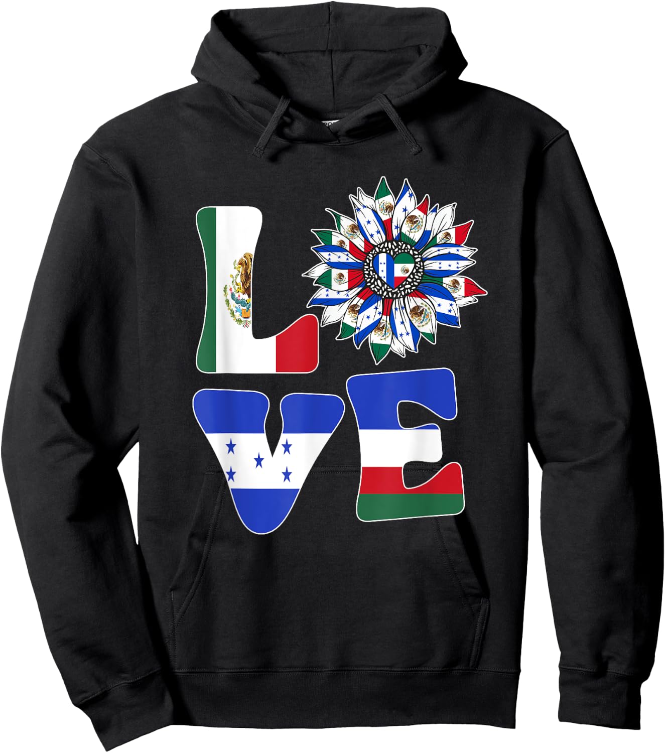 Half Mexican And Honduran Mexico Honduras Flag Sunflower Hoodie - Hoodie | Black