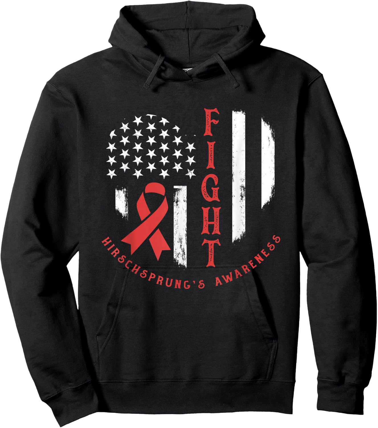 Patriotic US Flag American Hirschsprung's Disease Awareness Hoodie - Hoodie | Black