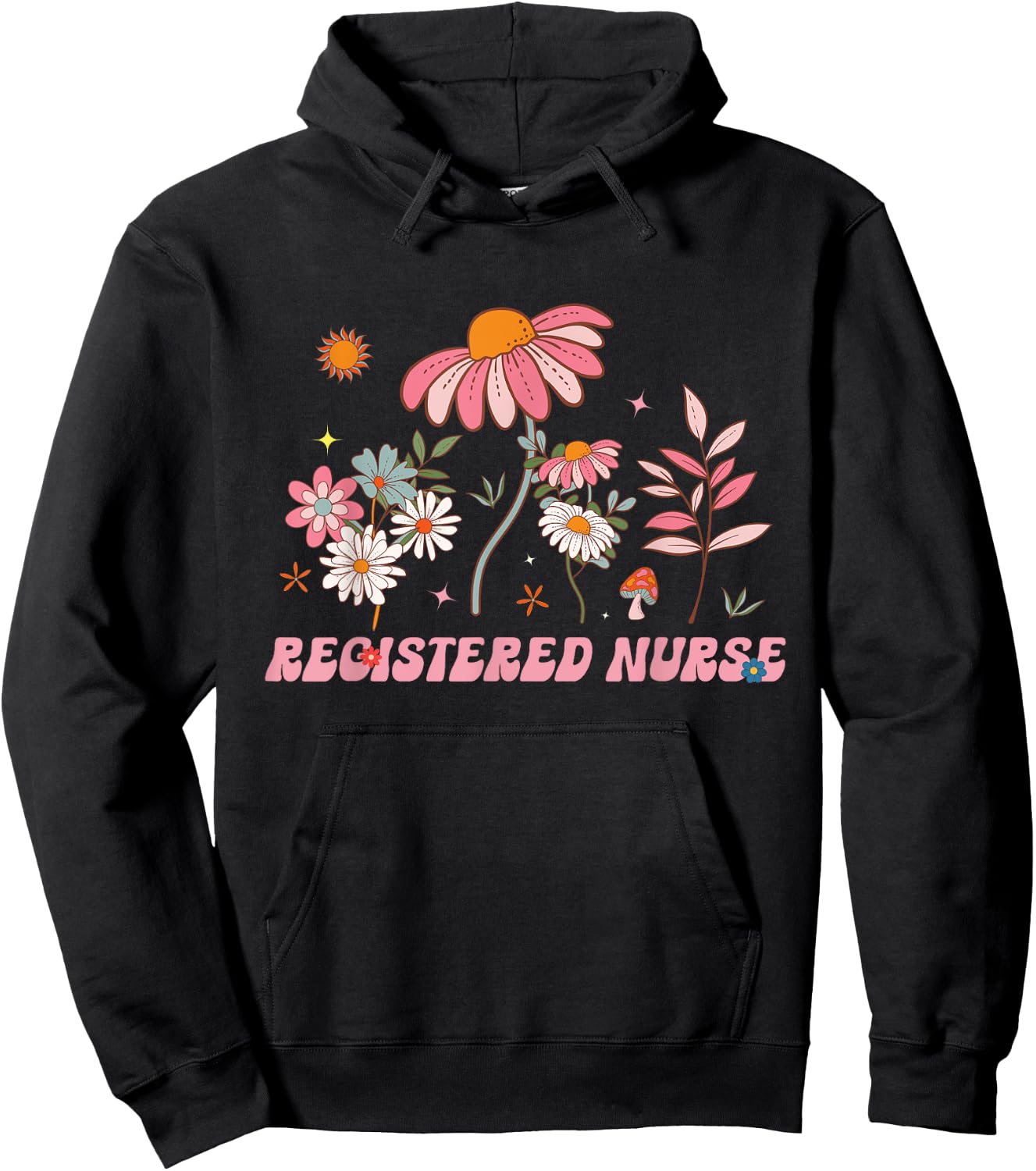 Groovy Registered Nurse Wildflower Flowers Summer Hoodie - Hoodie | Black