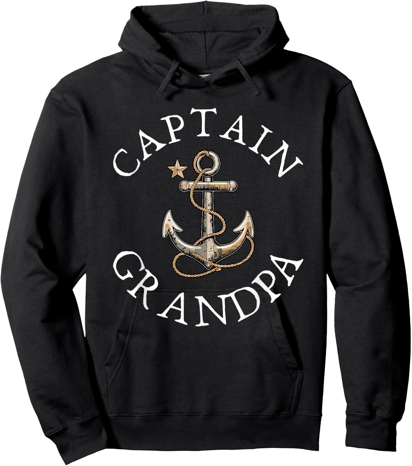 Captain Grandpa Boat Sailing Boating Vintage Anchor Funny Hoodie - Hoodie | Black