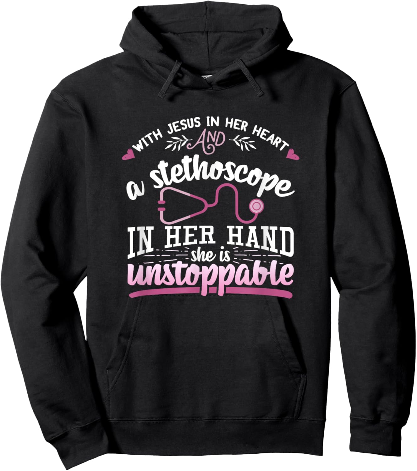 With Jesus In Her Heart Shirt Stethoscope Doctor Nurse Gift Hoodie - Hoodie | Black